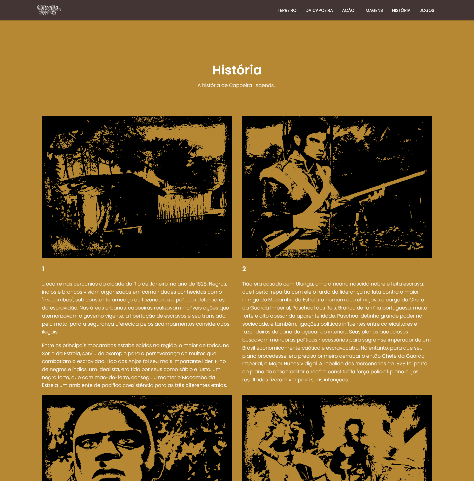Seção História do site Capoeira Legends