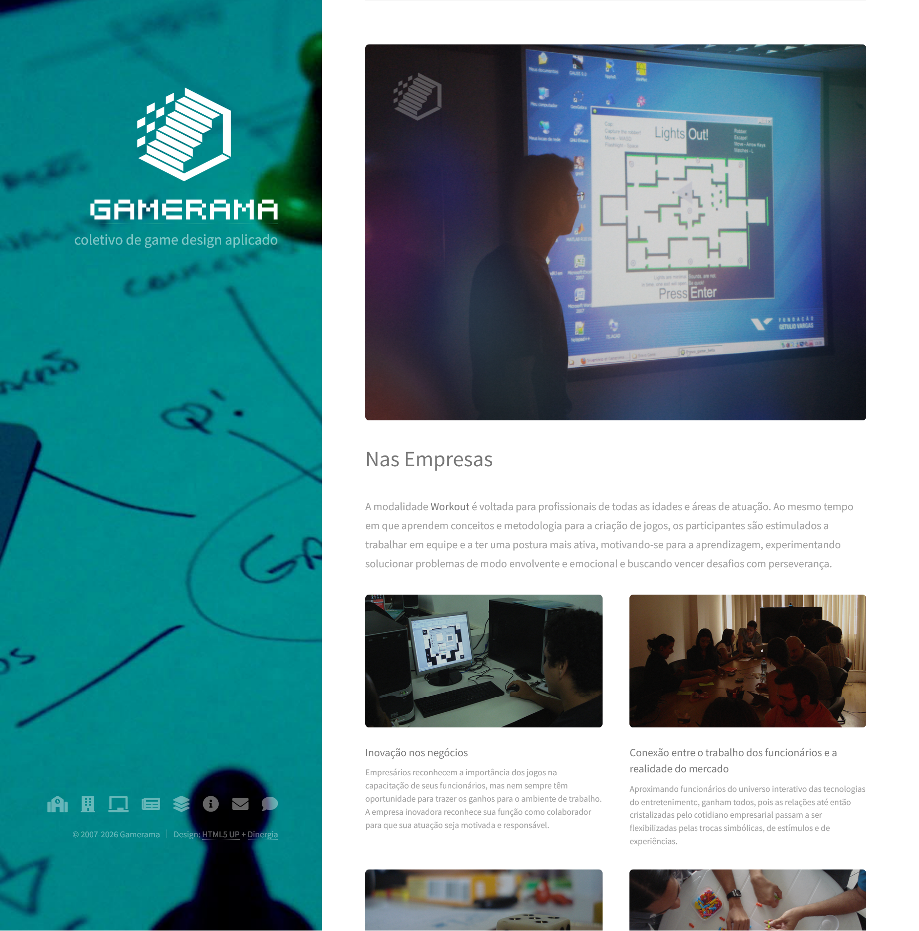 Seção Nas Empresas do site Gamerama