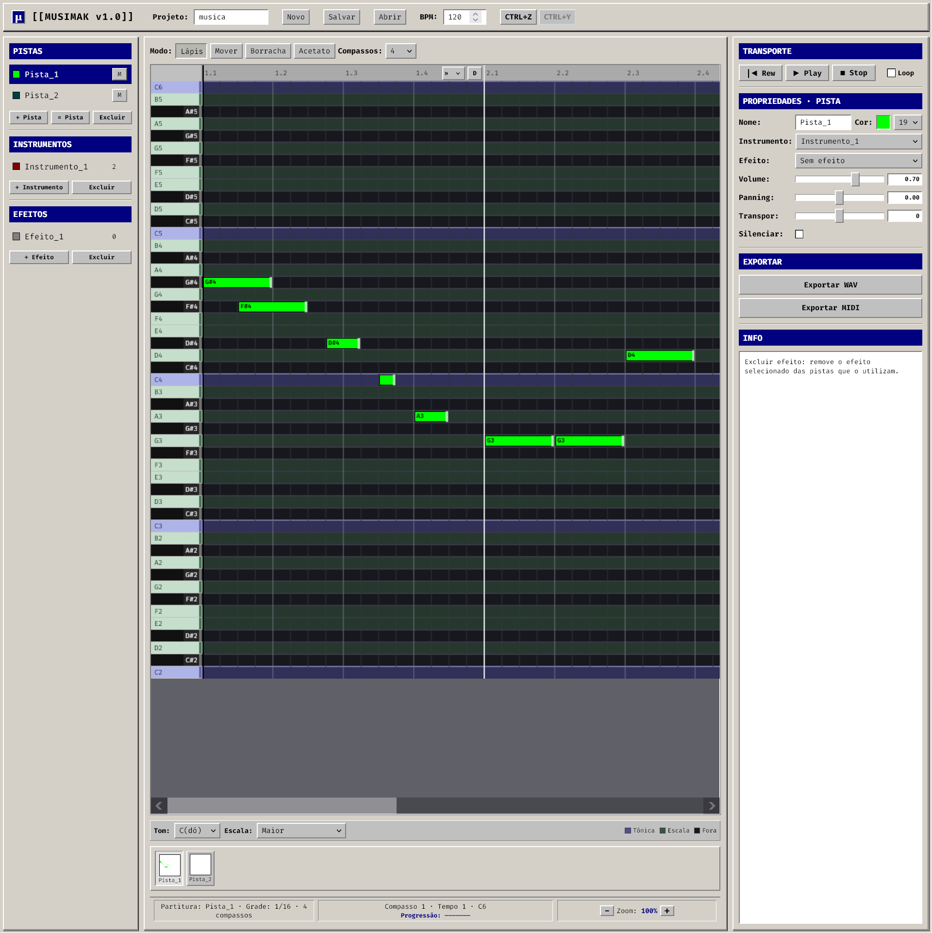 Interface do Musimak