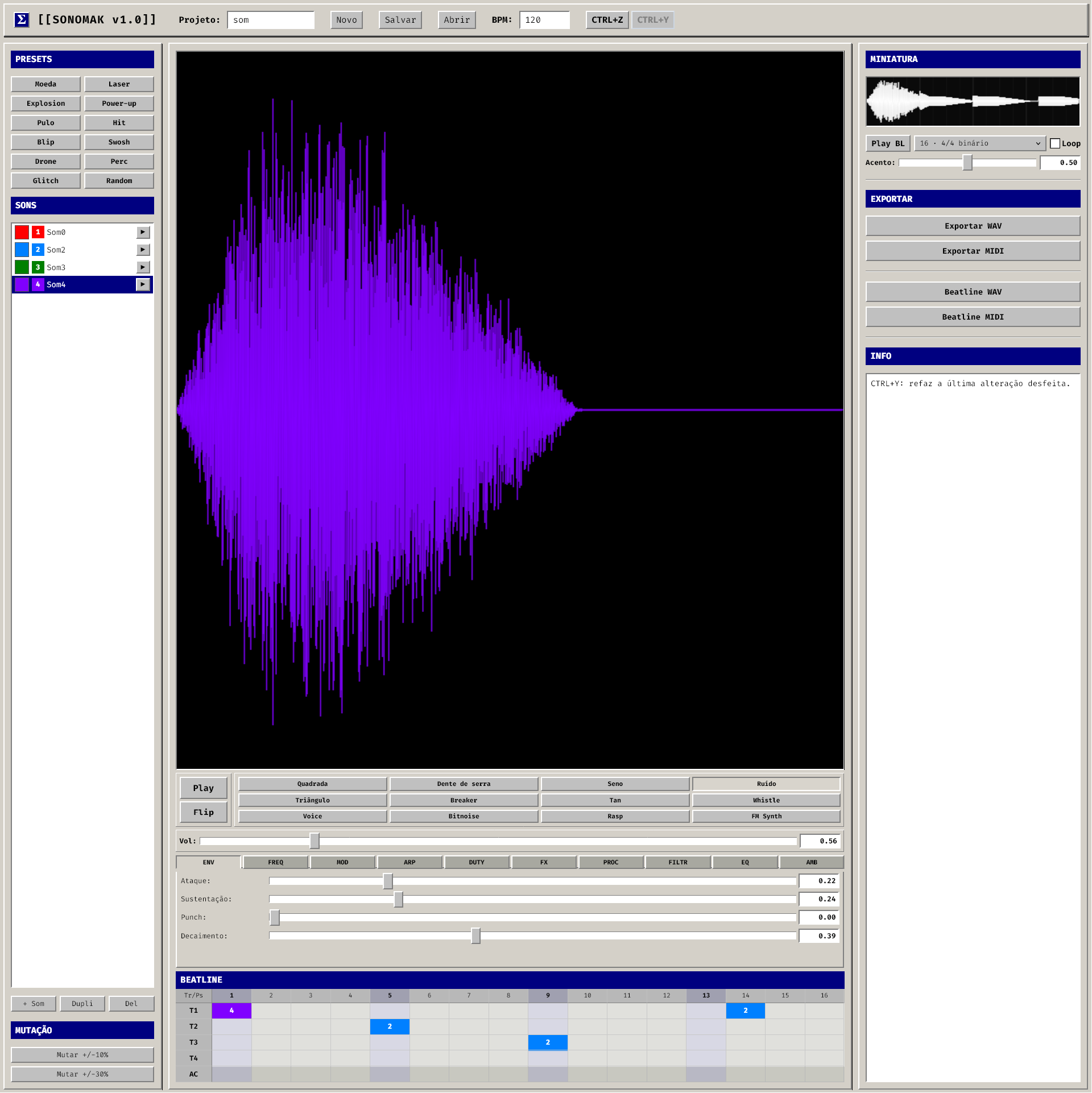 Interface do Sonomak